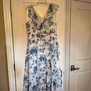 JJ House blue and white floral sleeveless up down cocktail dress